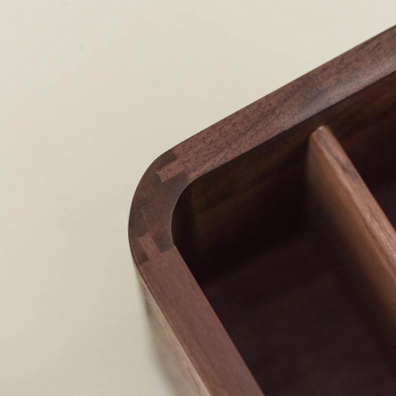 360° Rotating Wooden Makeup Brush Holder with Dual Compartments