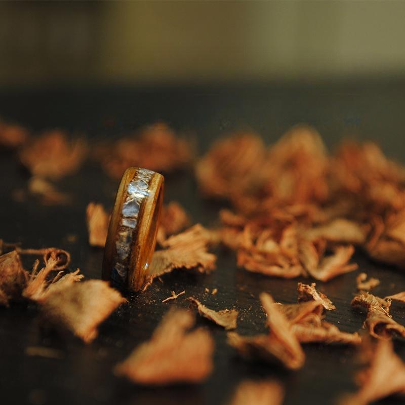 Handcrafted Wood & Crystal Engagement Ring – Nature Inspired
