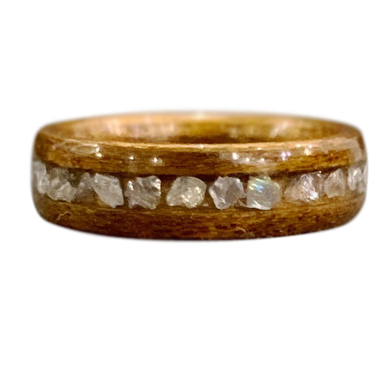 Handcrafted Wood & Crystal Engagement Ring – Nature Inspired