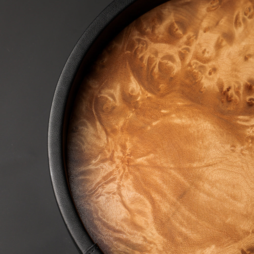 Amber Gold Matte Black WoodLeather Tray 30×4cm