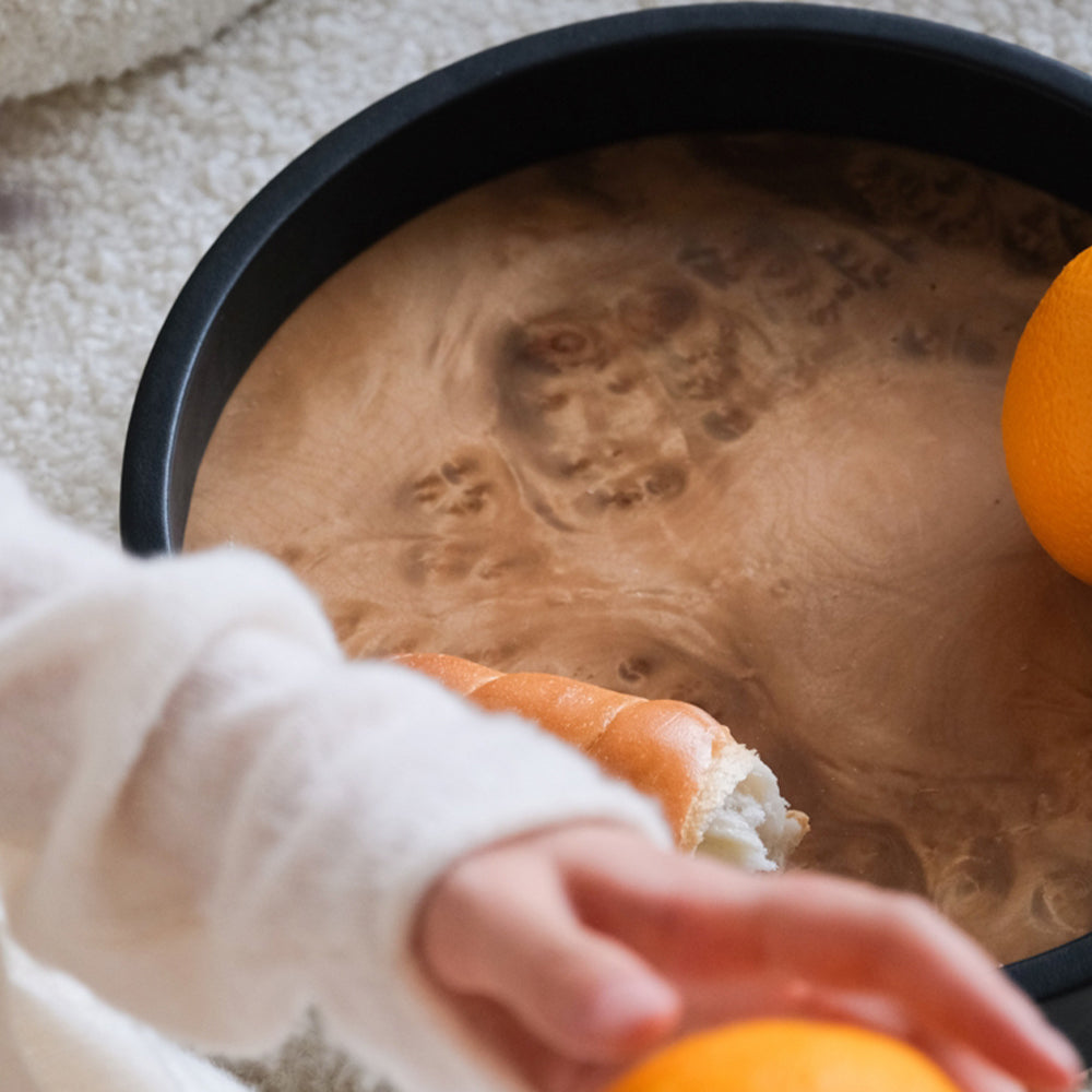 Amber Gold Matte Black WoodLeather Tray 30×4cm