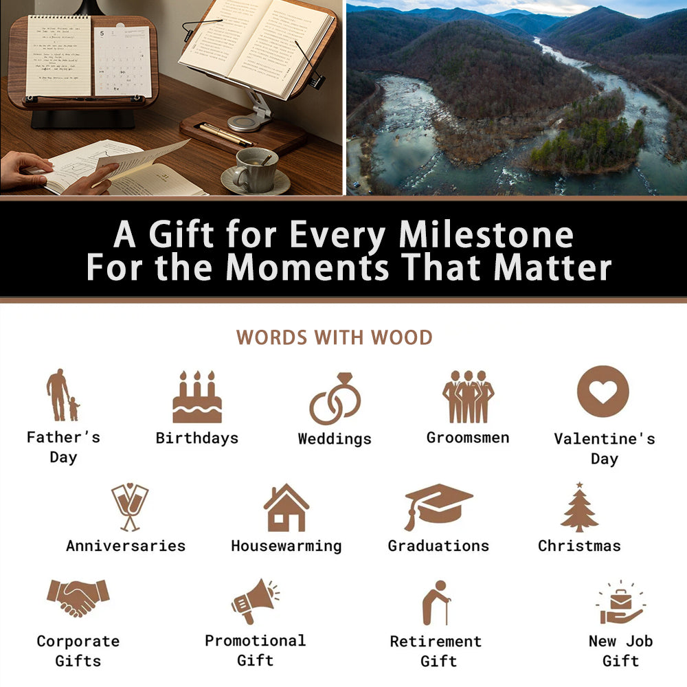 Walnut Adjustable Stand Holder For Book Recipe Laptop Ipad