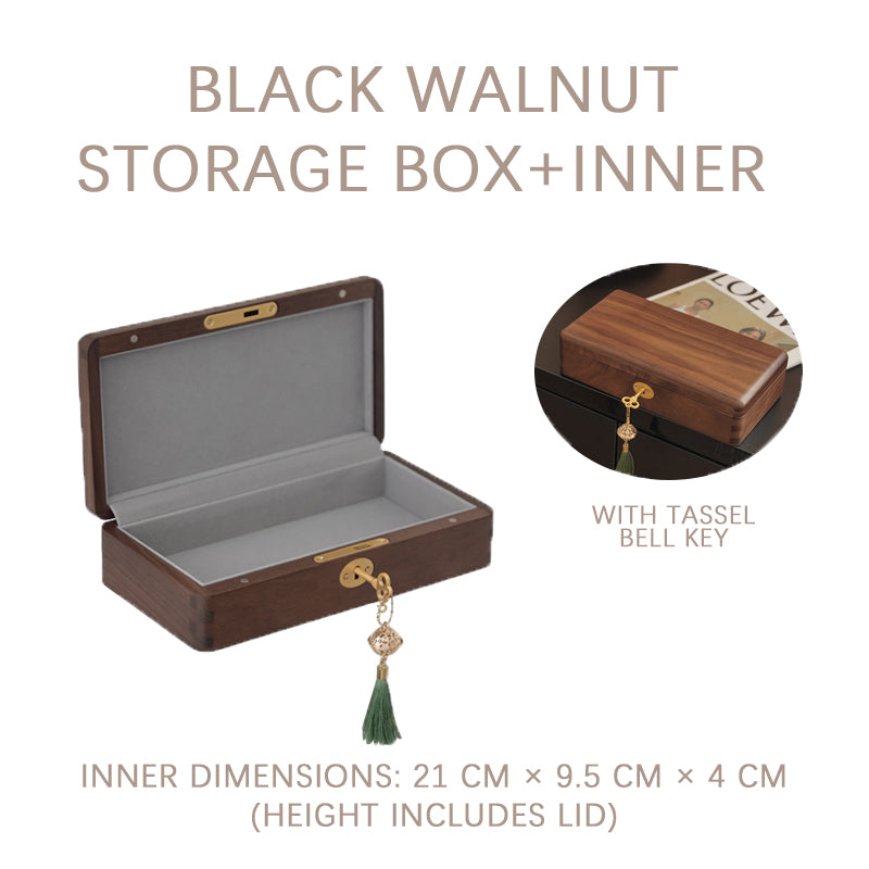 Lockable Solid Walnut Gold Storage Box with Vintage Key