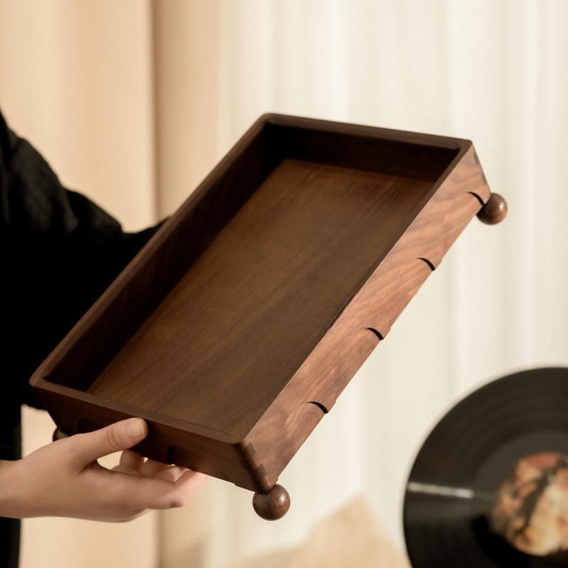 Black Walnut Entryway Key Tray Organizer Catchall Stand