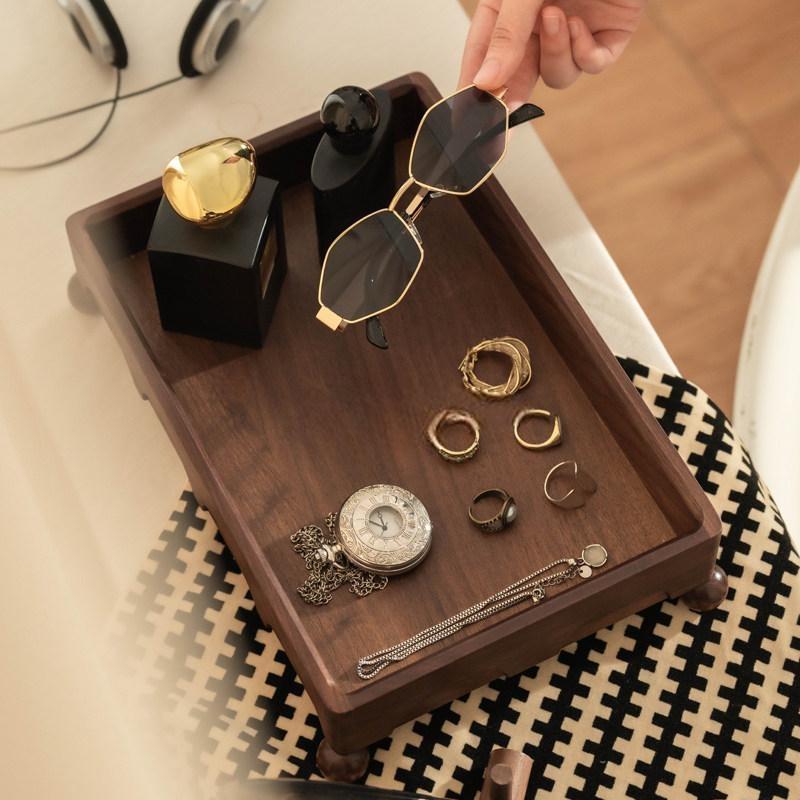 Black Walnut Entryway Key Tray Organizer Catchall Stand