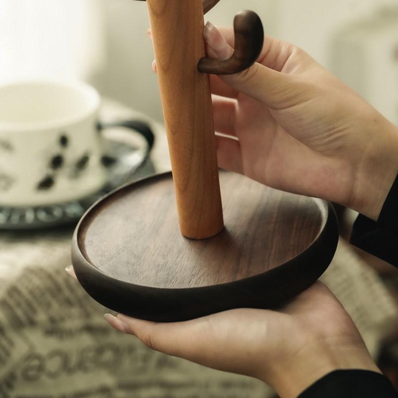 Cactus Wooden Mug Tree Cup Holder Rack for Kitchen