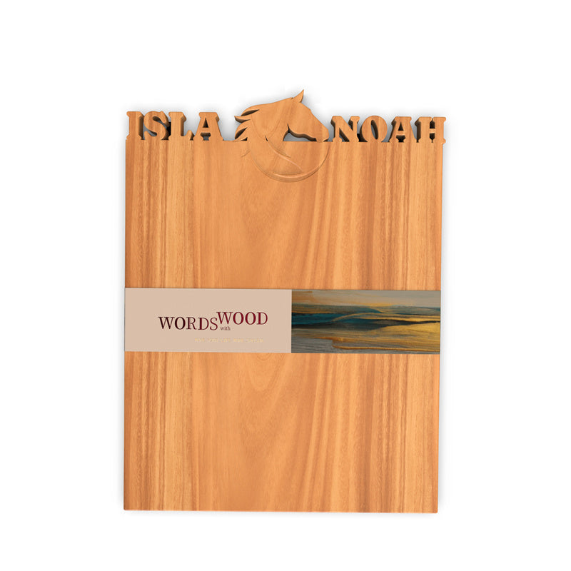 Cutting Board with Name and Horse Pattern