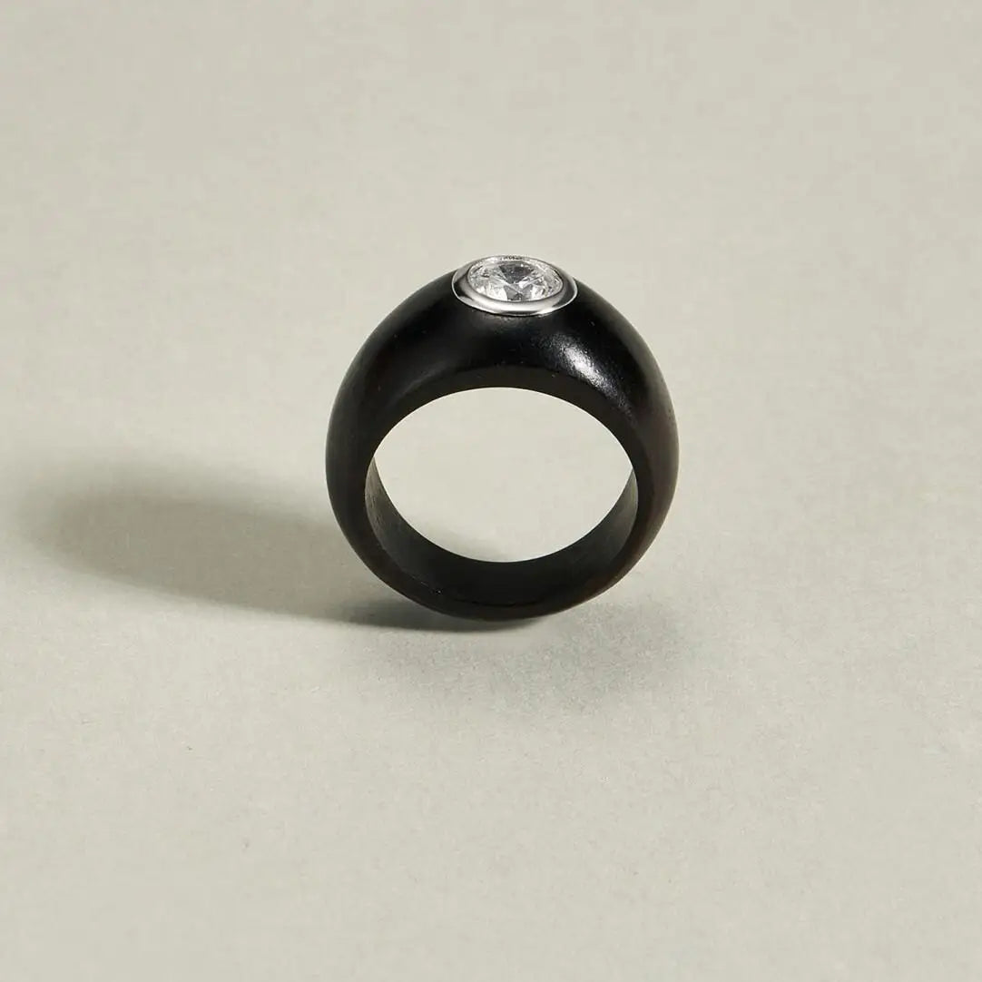 "Night Star" S925 Sterling Silver & Purple Ebony Ring