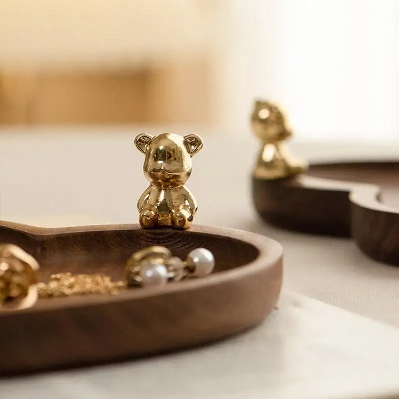 Personalized Walnut Wood Heart Ring Dish Jewelry Organizer