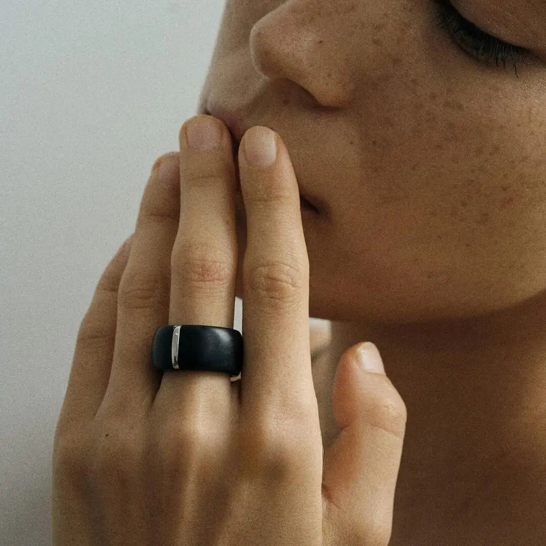 Handcrafted S925 Sterling Silver & Sandalwood Ring