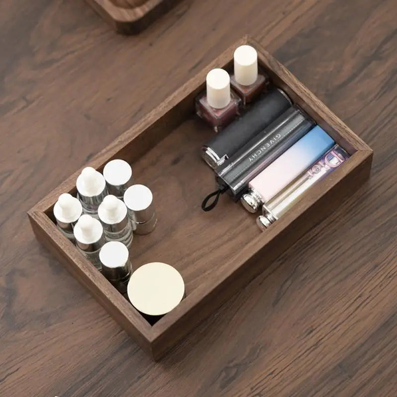 Walnut Wooden Storage Box, Minimalist Desk Organizer
