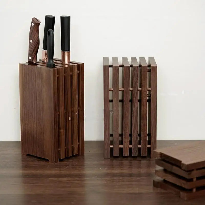 Hand made Solid Black Walnut Knife Block & Drainage Rack