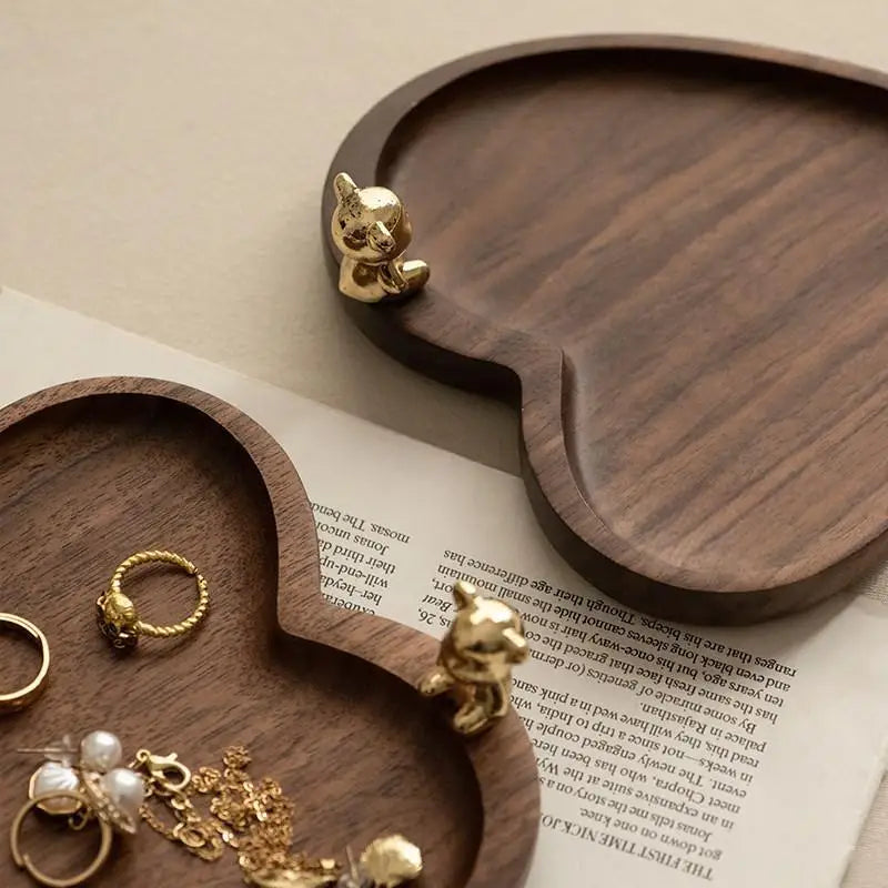 Personalized Walnut Wood Heart Ring Dish Jewelry Organizer