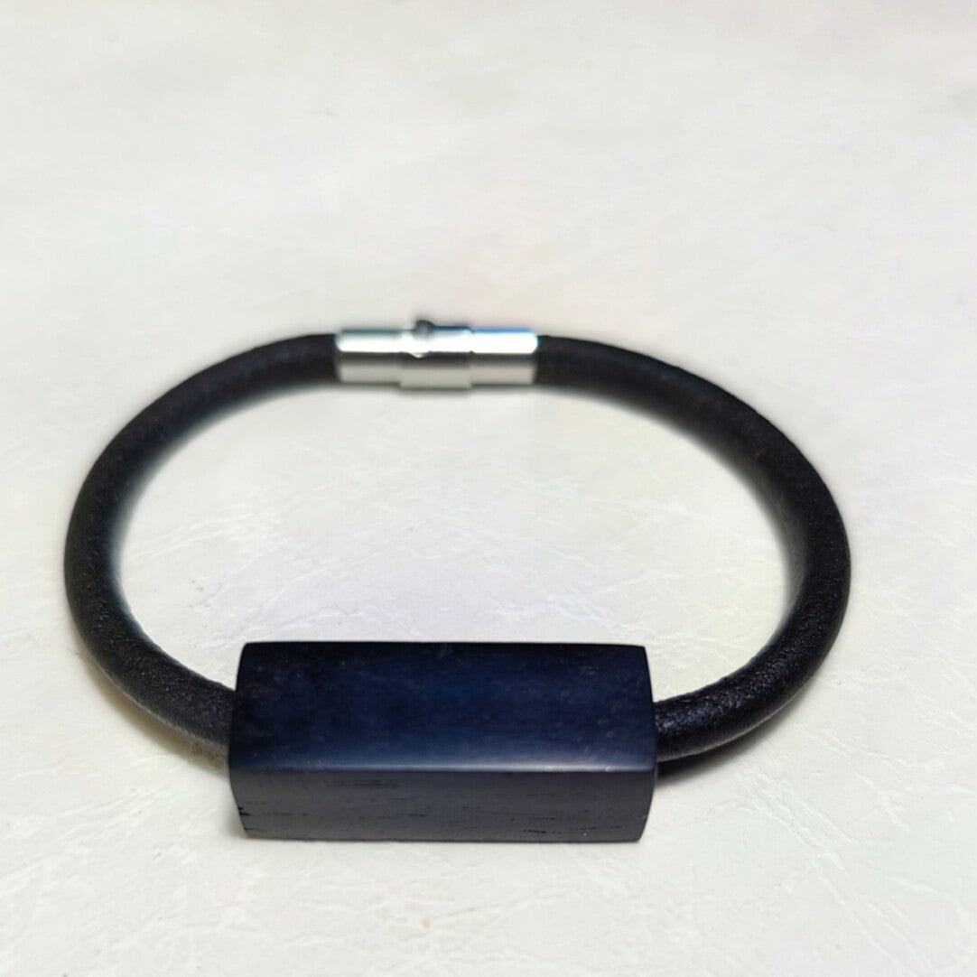 Handcrafted Sandalwood  & Leather Bracelet for Men