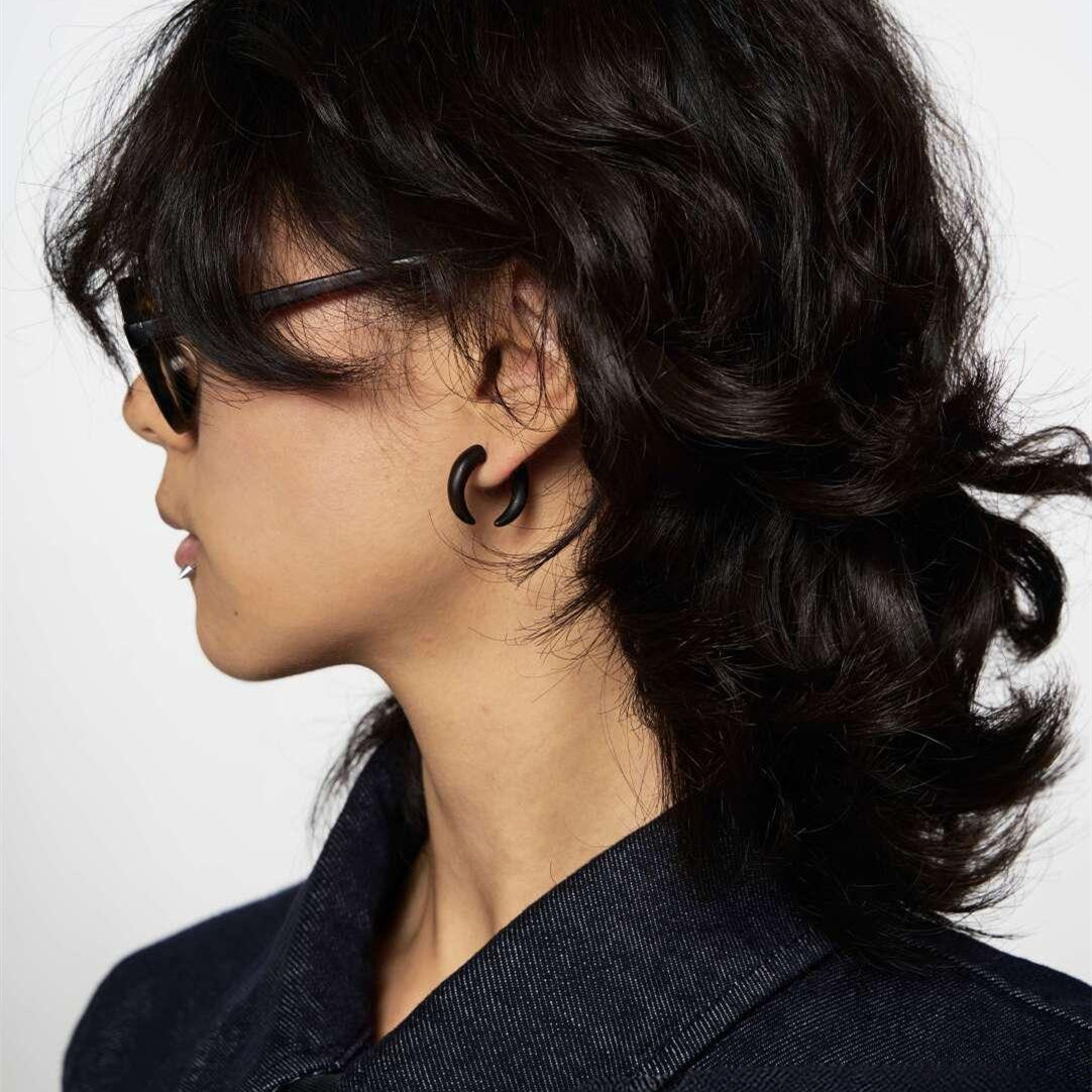 Handmade Sandalwood Earrings “Moon” Minimal Design