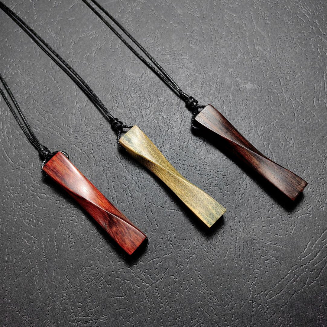 Handmade Sandalwood "Fortune Turns" Pendant Necklace