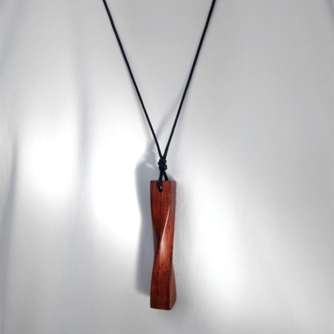 Handmade Sandalwood "Fortune Turns" Pendant Necklace