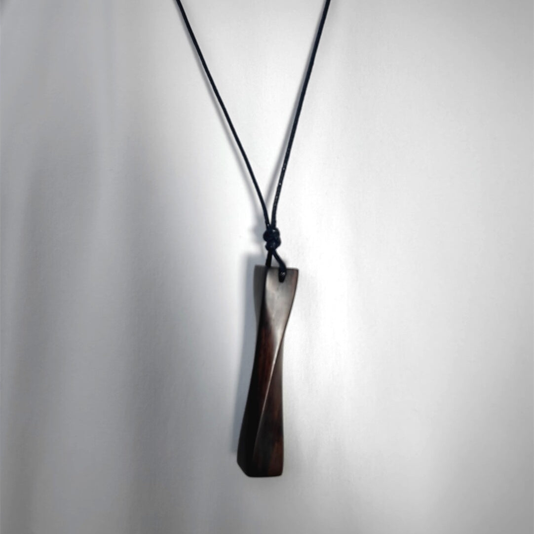 Handmade Sandalwood "Fortune Turns" Pendant Necklace