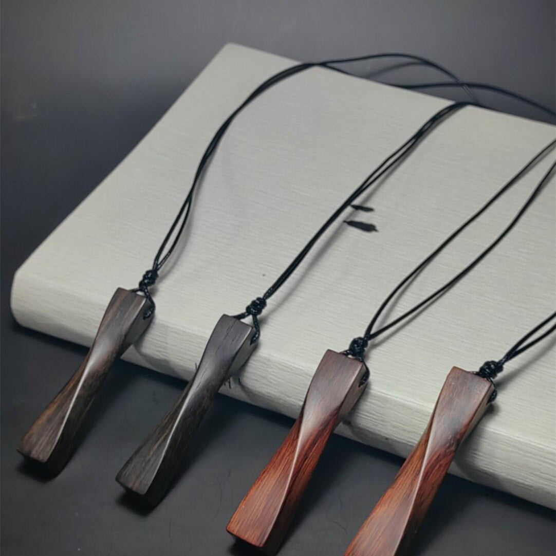 Handmade Sandalwood "Fortune Turns" Pendant Necklace