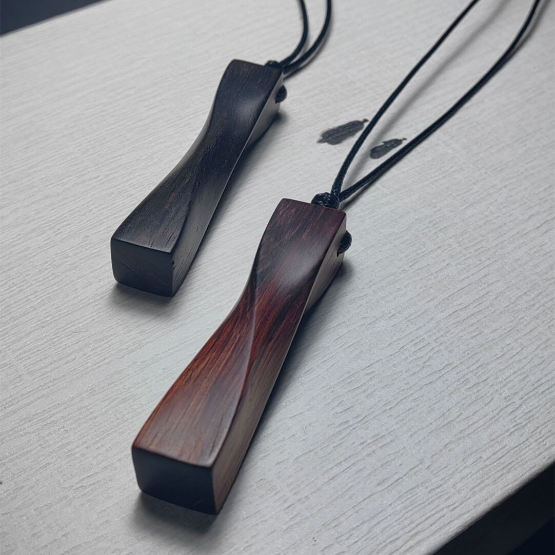 Handmade Sandalwood "Fortune Turns" Pendant Necklace