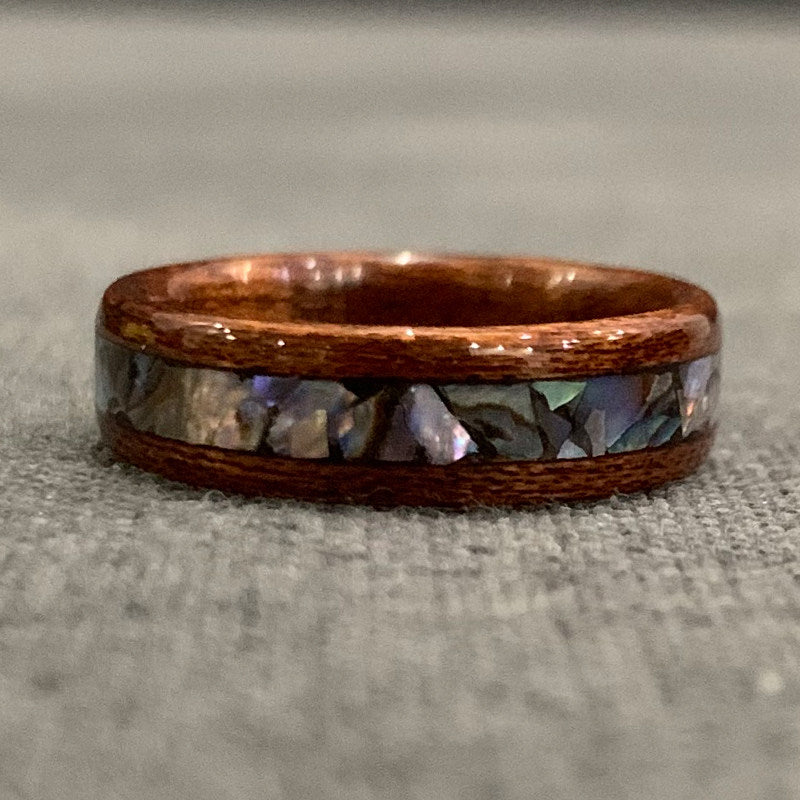 Handmade Wood Ring with Mother-of-Pearl Inlay Gift