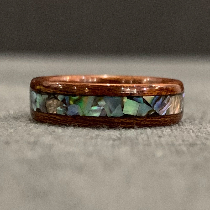 Handmade Wood Ring with Mother-of-Pearl Inlay Gift