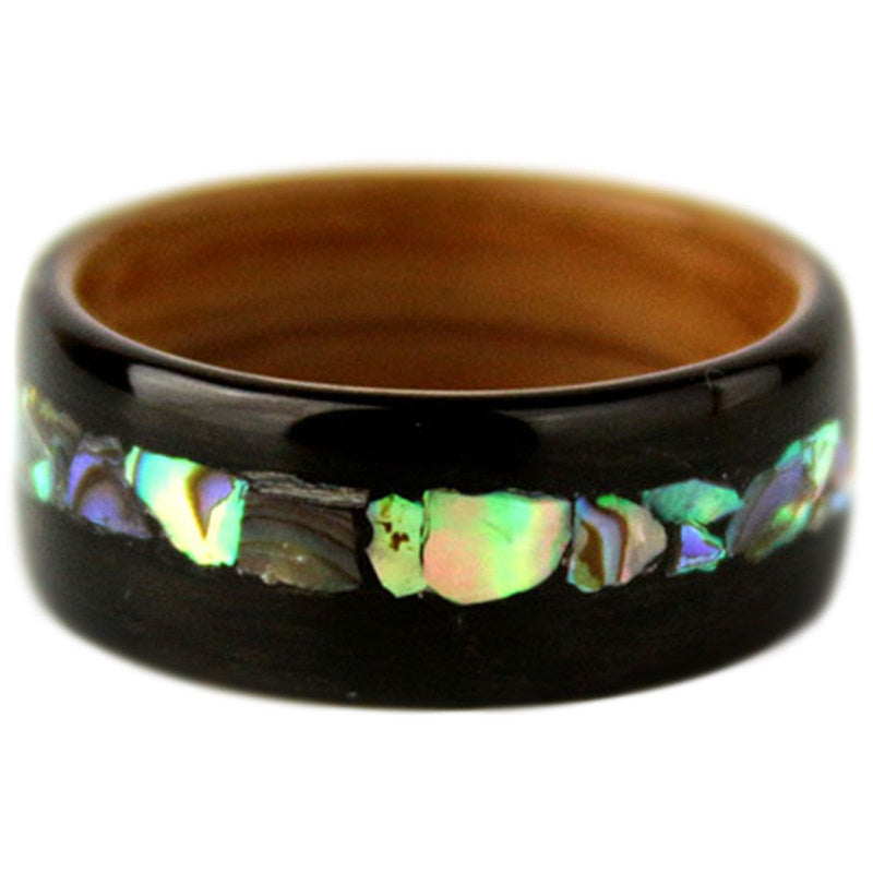 Handmade Wood Ring with Mother-of-Pearl Inlay Gift