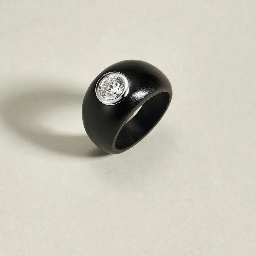 "Night Star" S925 Sterling Silver & Purple Ebony Ring