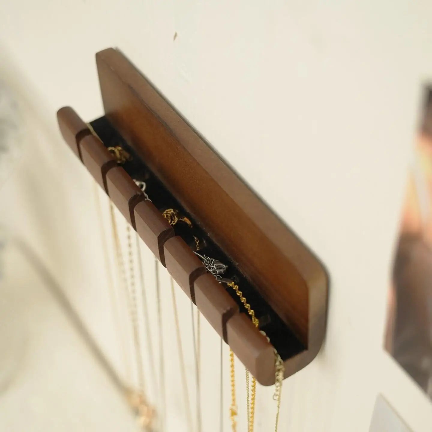 Walnut Wall-Mounted Necklace Hanger