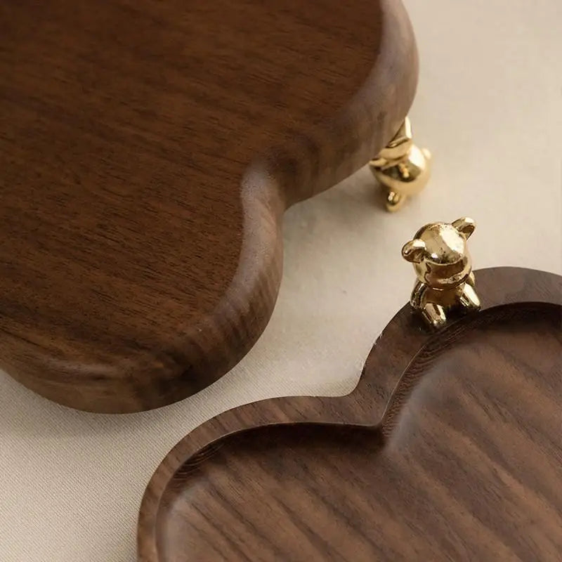 Personalized Walnut Wood Heart Ring Dish Jewelry Organizer