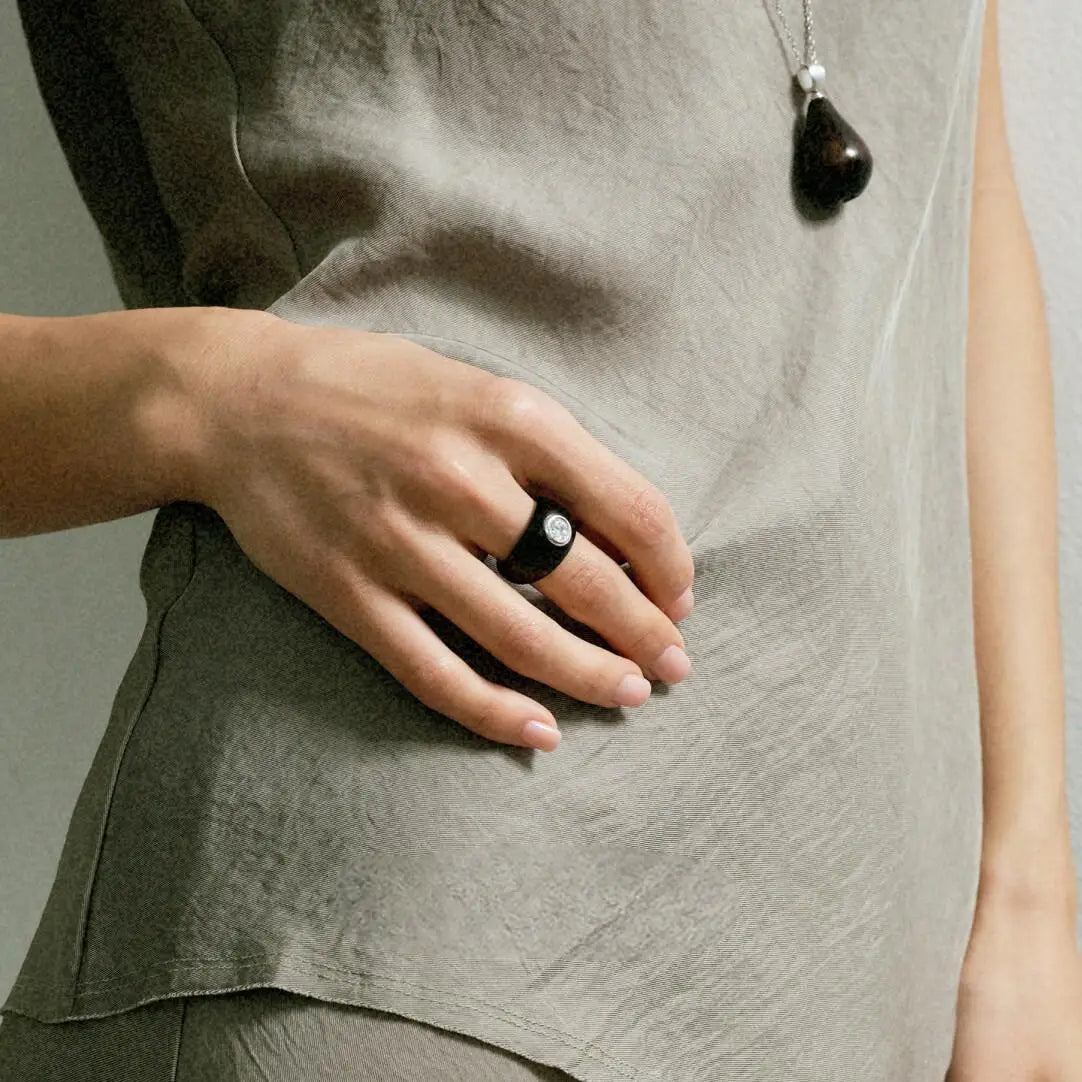 "Night Star" S925 Sterling Silver & Purple Ebony Ring