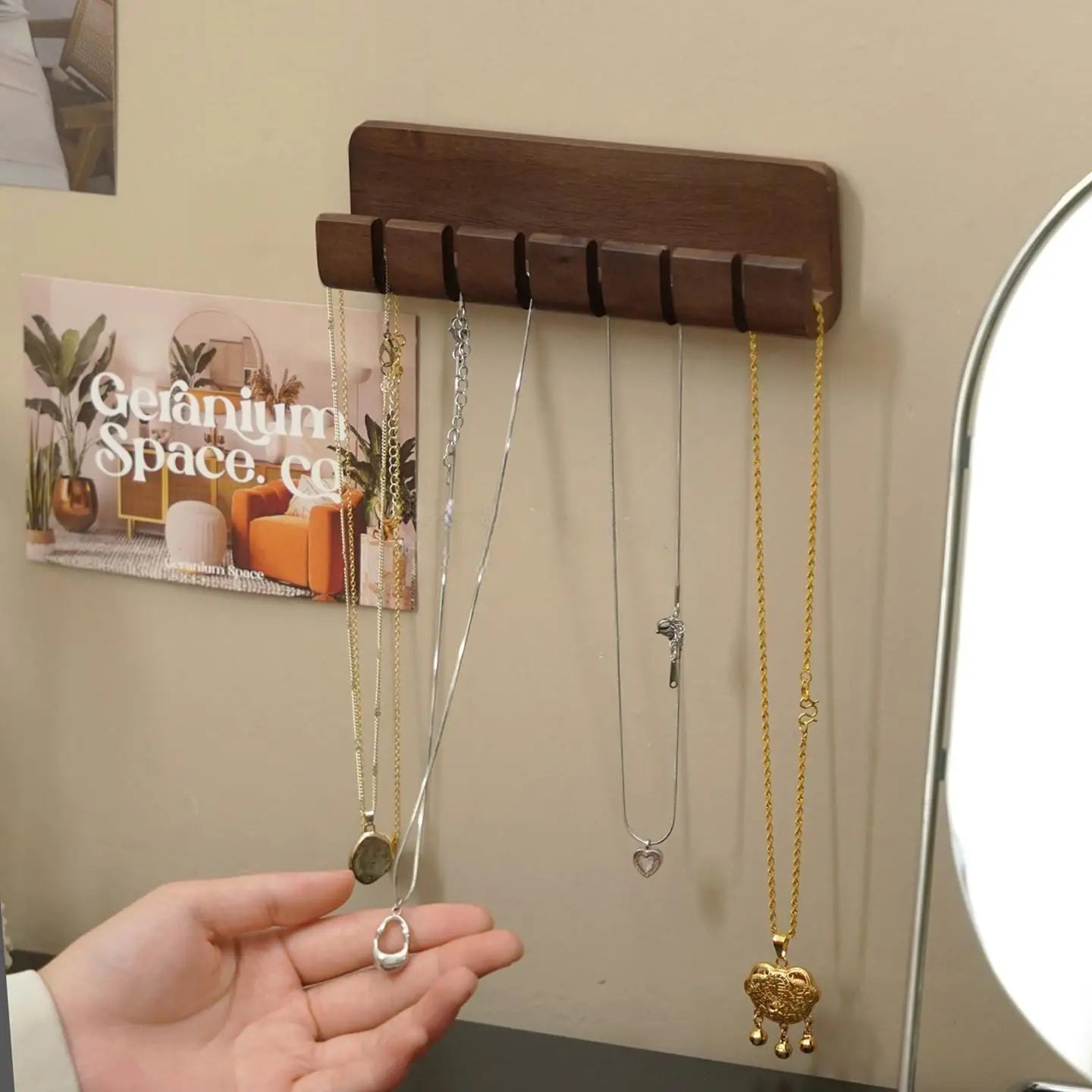 Walnut Wall-Mounted Necklace Hanger