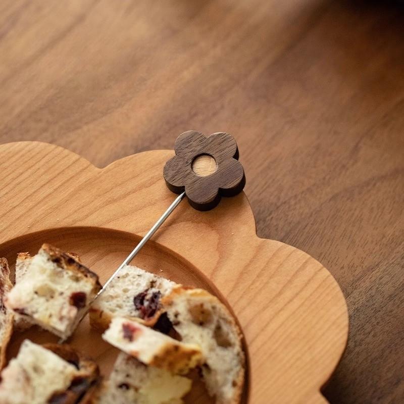 Japanese Handmade Flower Fruit Stick Walnut Cocktail Fork