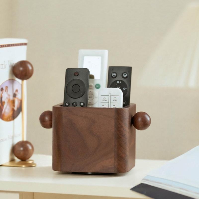 Luxury Rotating Wooden Remote Control Storage Box