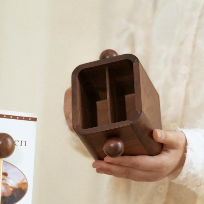 Luxury Rotating Wooden Remote Control Storage Box