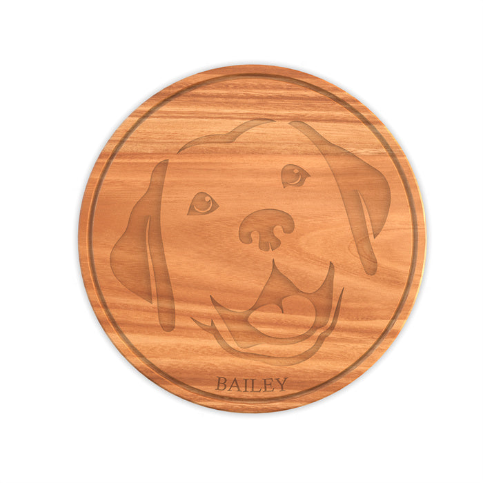 Circle Cutting Board with Monogram and Dog