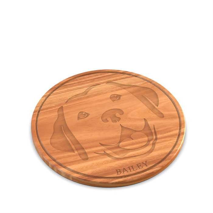 Circle Cutting Board with Monogram and Dog