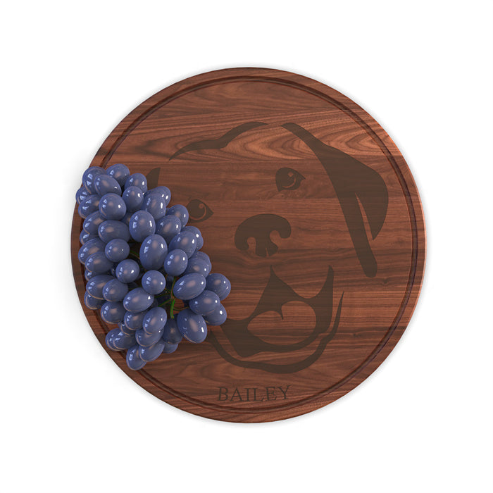 Circle Cutting Board with Monogram and Dog