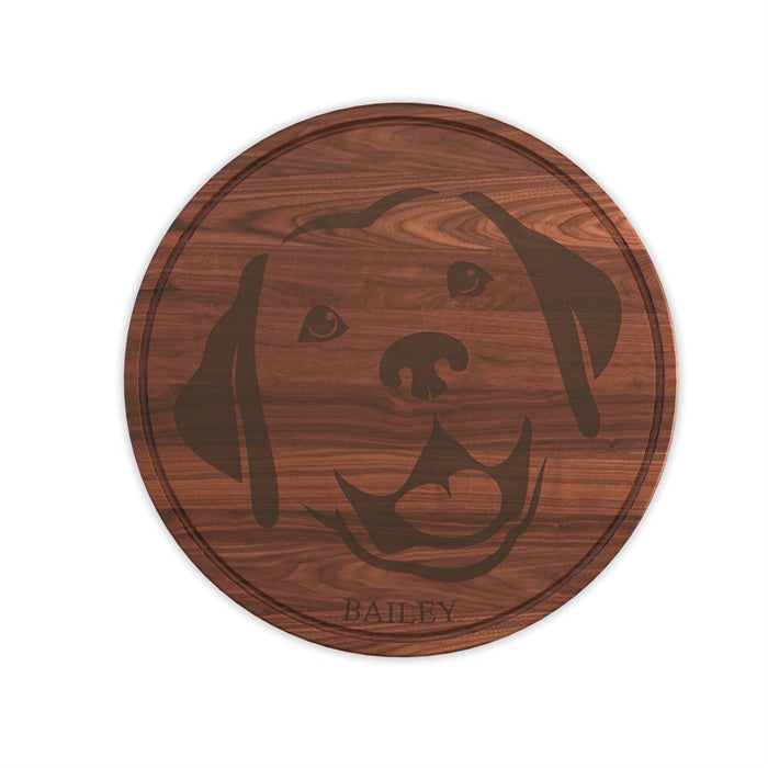 Circle Cutting Board with Monogram and Dog