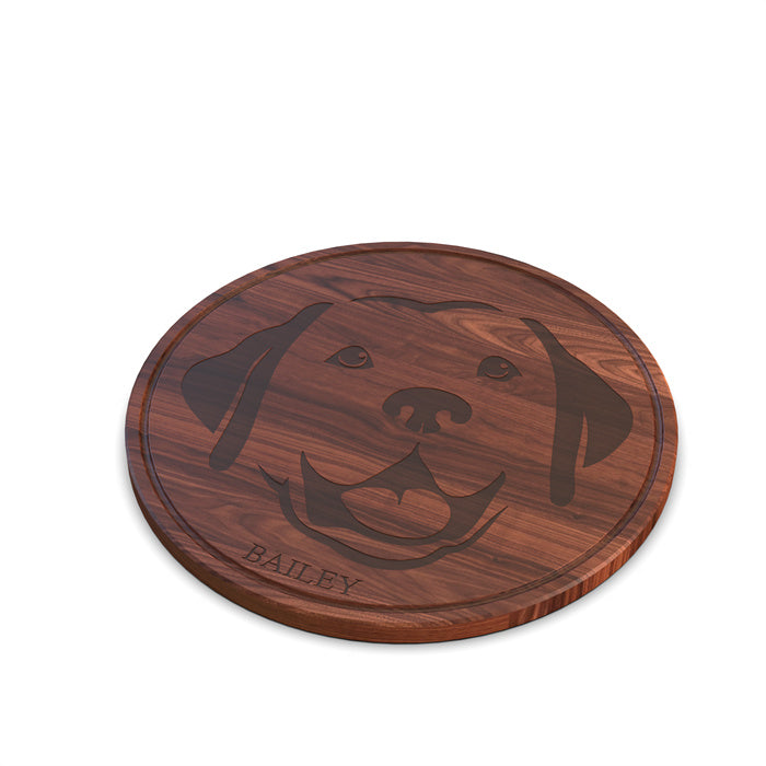 Circle Cutting Board with Monogram and Dog