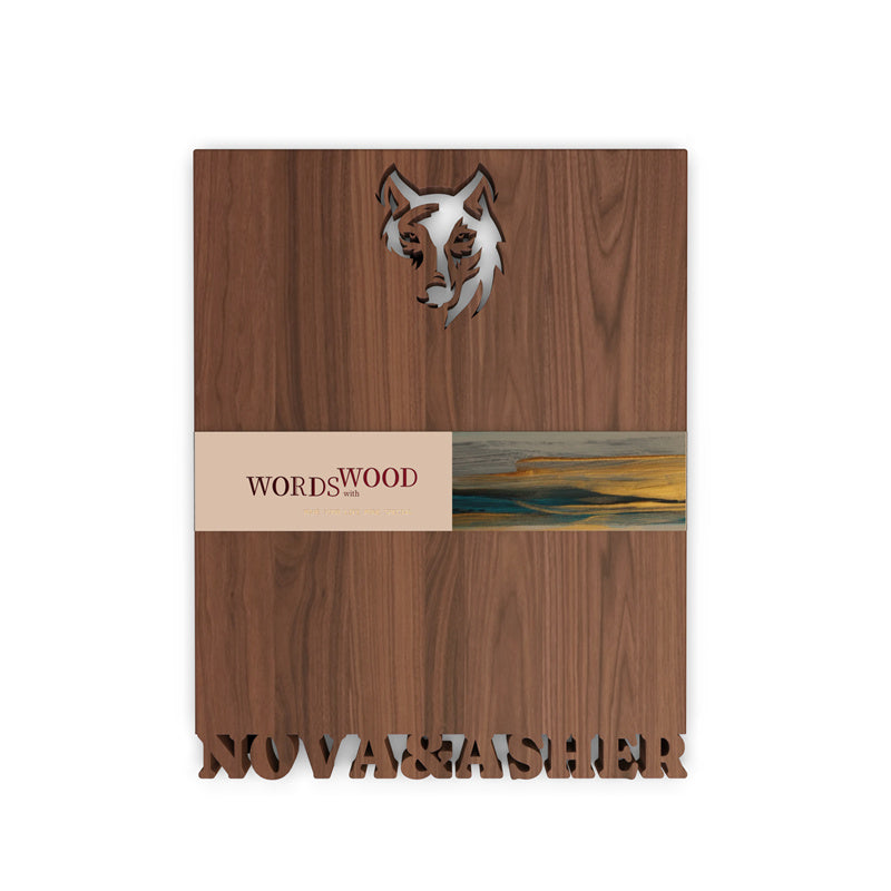 Personalized Cutting Board Name and Wolf Pattern
