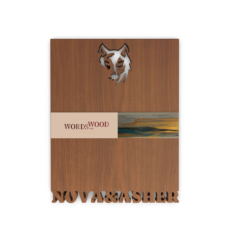 Personalized Cutting Board Name and Wolf Pattern