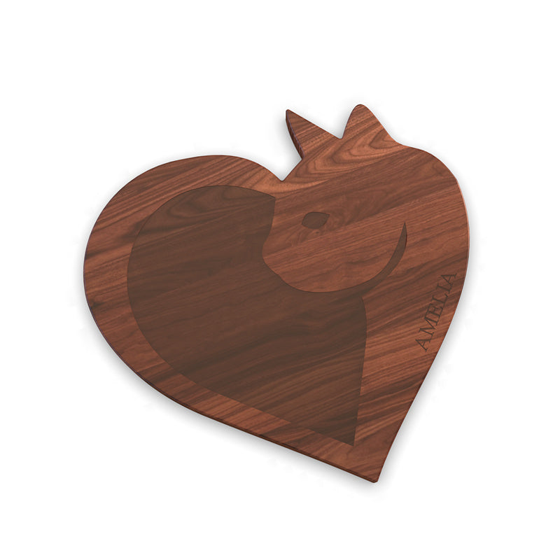 Personalized Cutting Board with Monogram and Love Cat
