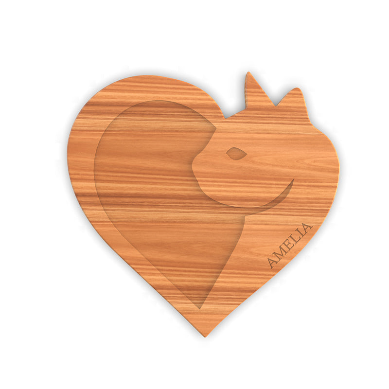Personalized Cutting Board with Monogram and Love Cat