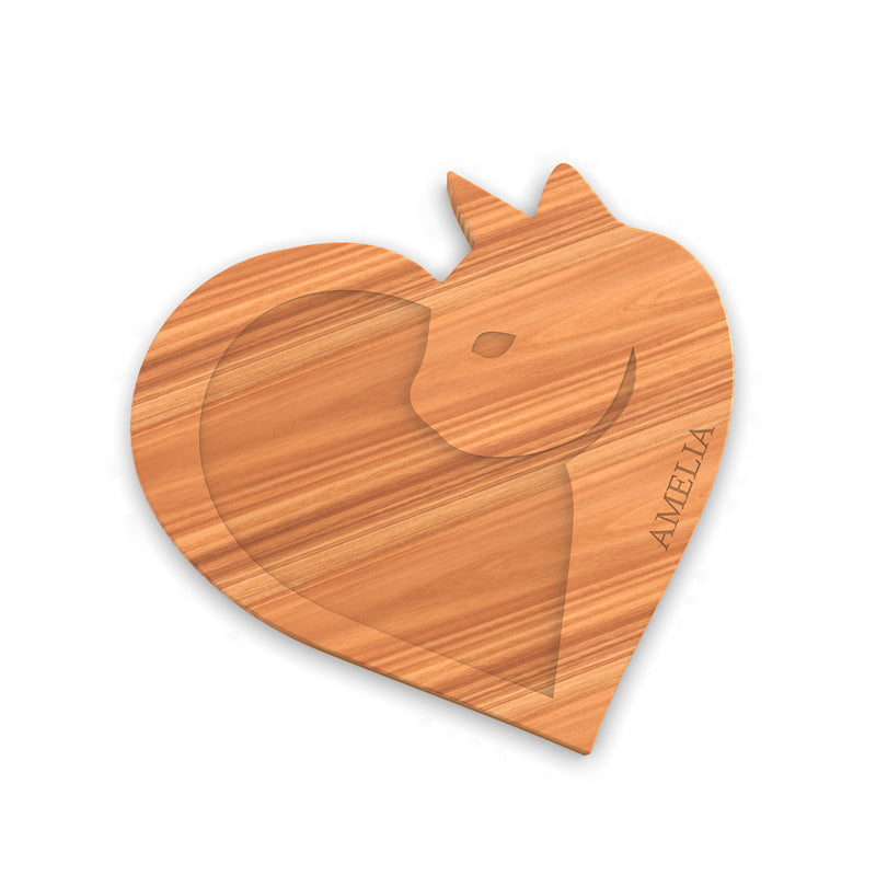 Personalized Cutting Board with Monogram and Love Cat