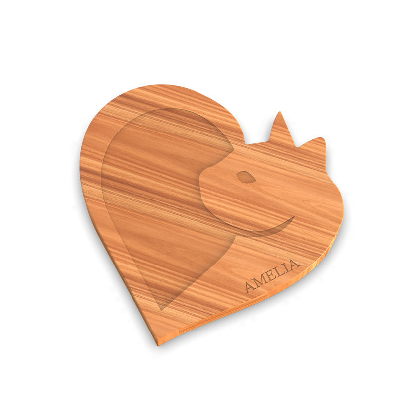 Personalized Cutting Board with Monogram and Love Cat