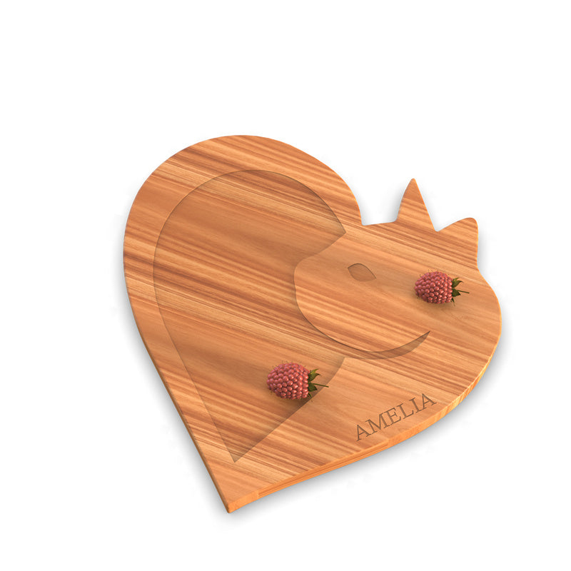 Personalized Cutting Board with Monogram and Love Cat