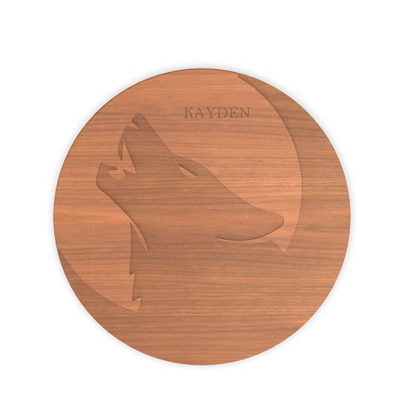 Personalized Cutting Board with Monogram and Wolf