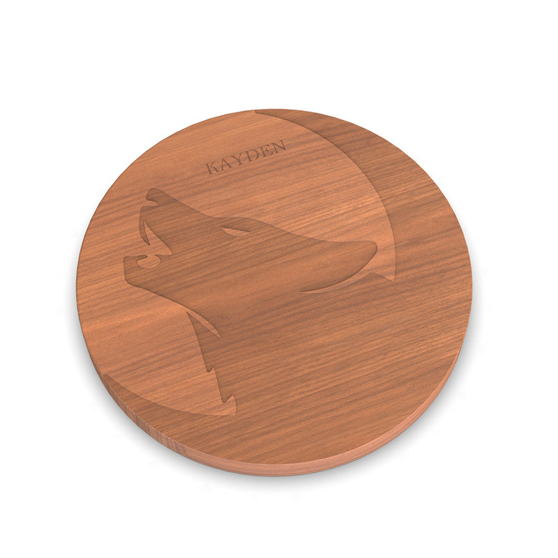 Personalized Cutting Board with Monogram and Wolf