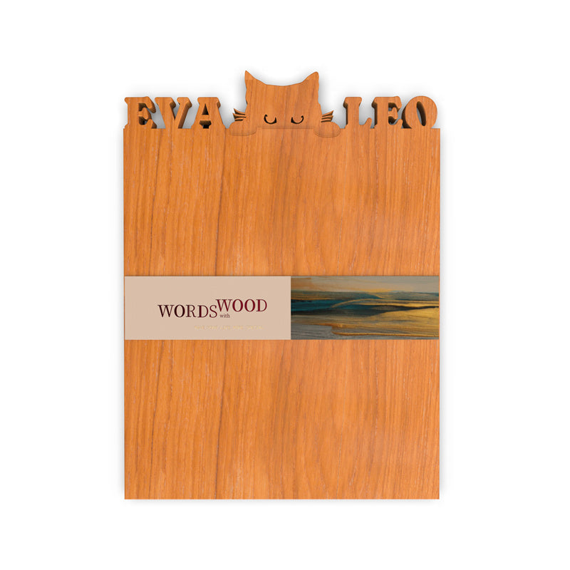 Personalized Cutting Board with Name and Cat Pattern